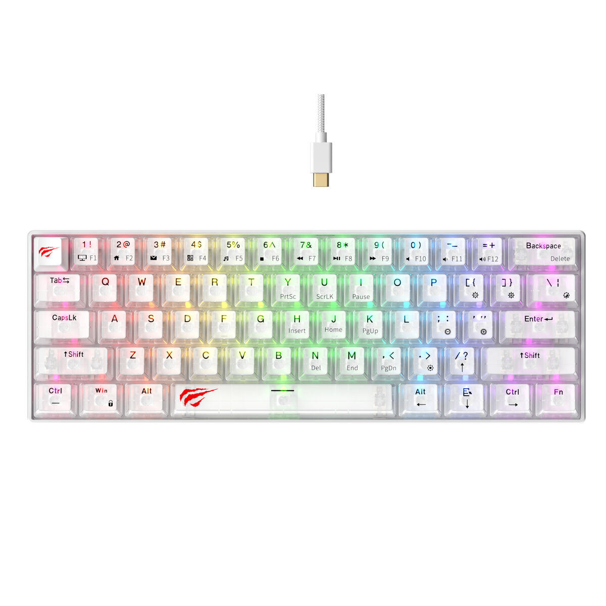 Tastierë Havit Gaming KB903L Transparent White Keyboard