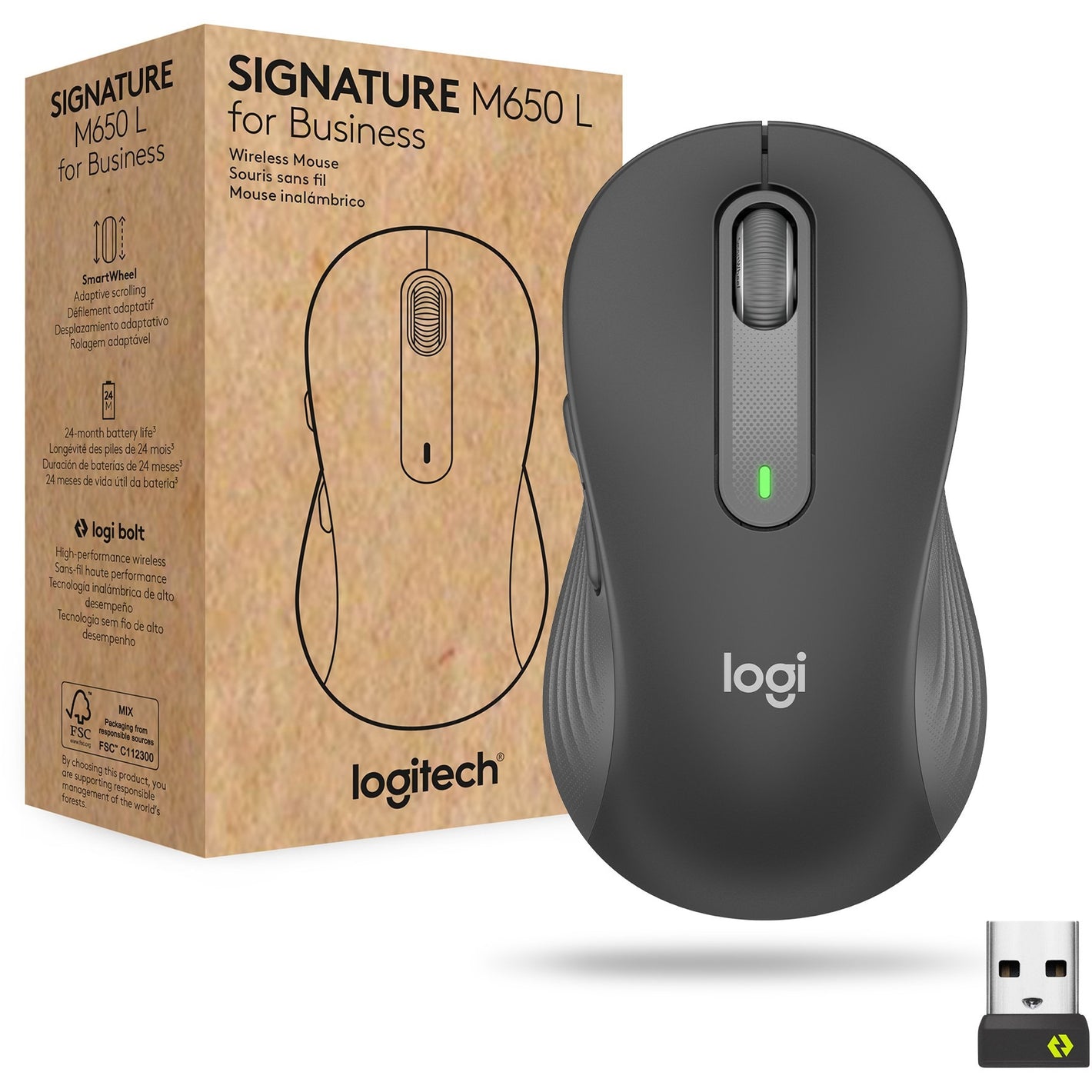 Maus Logitech M650 L For Business Mouse Bluetooth - Graphite