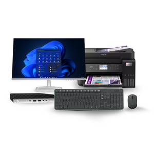 Ofertë për Zyre Bundle HP EliteDesk 800 G5 Computer Set – i5-9500T, 24GB RAM, 256GB SSD (Used), Epson EcoTank L6270 InkJet, Logitech MK235 Wireless, HP LED 524sw 23.8-inch IPS