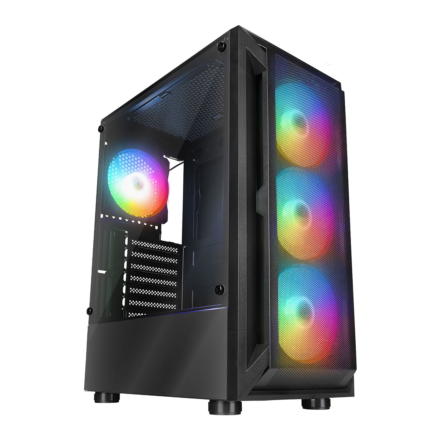 Case Rampage SHIVA 4* Rainbow Fan Mid-tower Templeted Glass