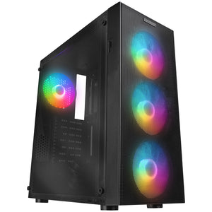 Case Rampage Everest FACED V1 Mesh Tempered Glass ATX Mid-T 4*12cm Fixed Rainbow Fan