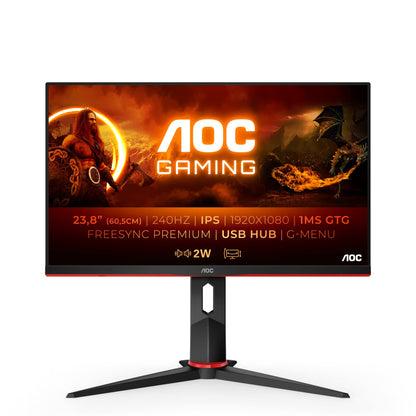 Monitor Gaming AOC 24G2ZU/BK, 23.8-inch FHD, 240Hz, 1ms, IPS, 2xHDMI, DisplayPort, USB Hub, Speakers - Zezë