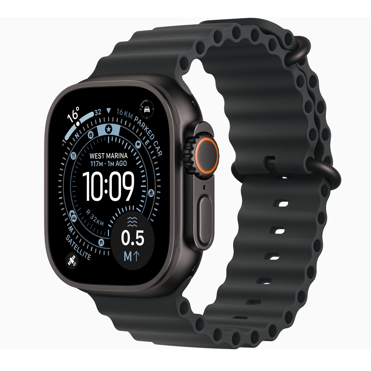Orë Apple Watch Ultra 3 (GPS +Cellular) 49mm Titanium Case with Black Ocean Band Black 2025, BLack