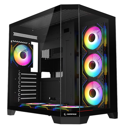 Case Rampage MEGA V1 850W 80 Plus Bronze 3 Sides Temp, Glass 7x12 ARGB Fan Controller - Black