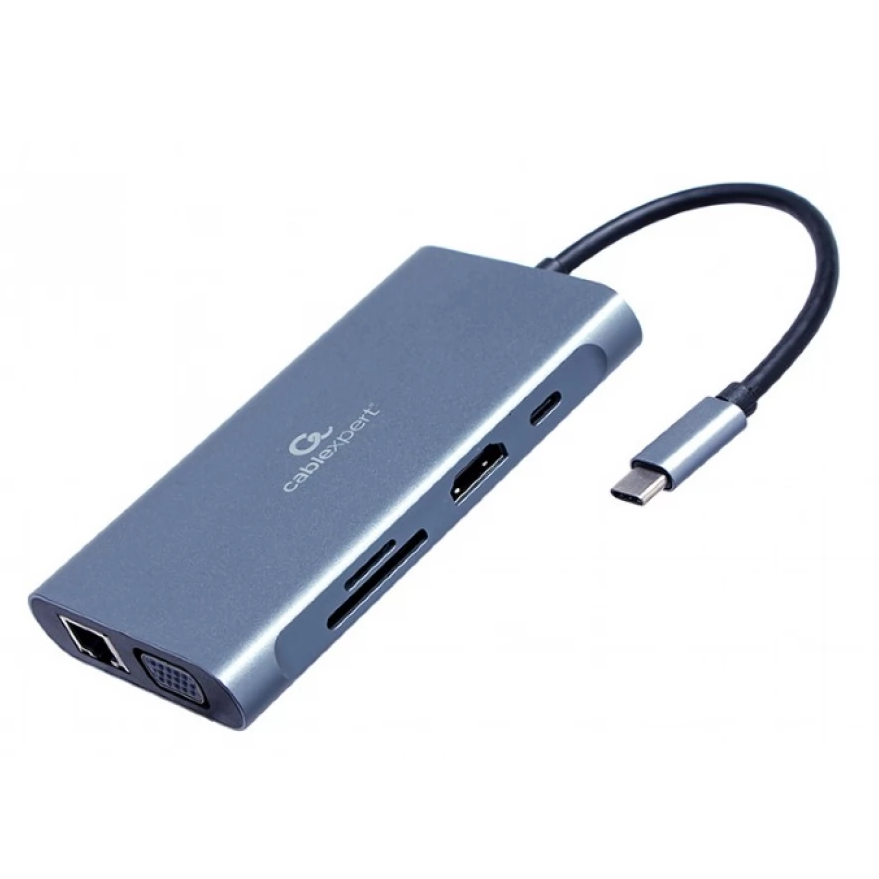 Konvertor Gembird  7-in-1 USB Type C, Multi Port Adapter - Grey