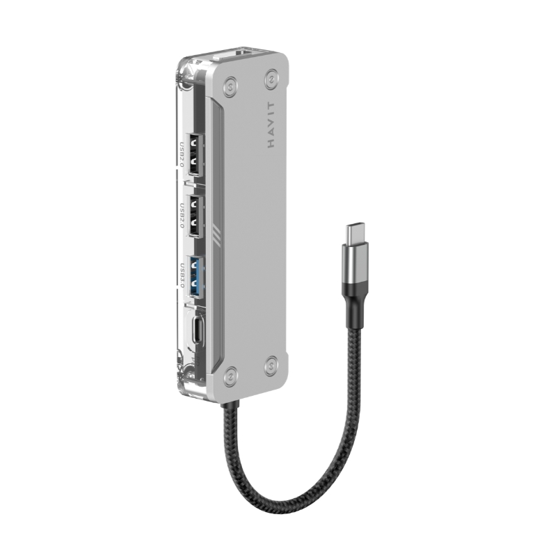 Konvertor Havit Type-C HUB 5 in 1 HB4020, Silver