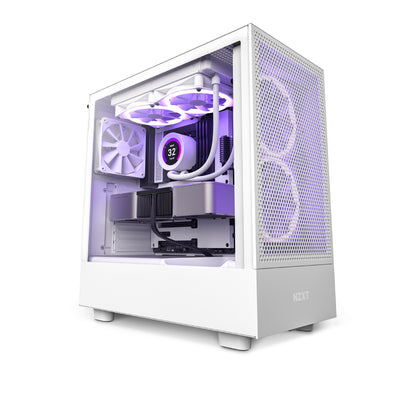 Case NZXT H5 Flow Matte White, Tempered Glass, Mid Tower