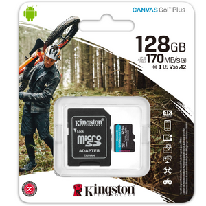 Disk SD Card Kingston 128GB Canvas Go! Plus, microSD + Adapter