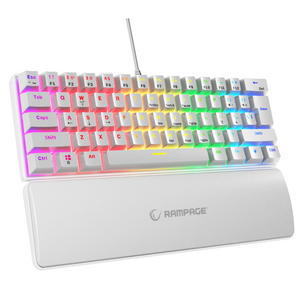 Tastierë Rampage Plower K60 White US/English Layout Wrist Blue Switch - RGB White