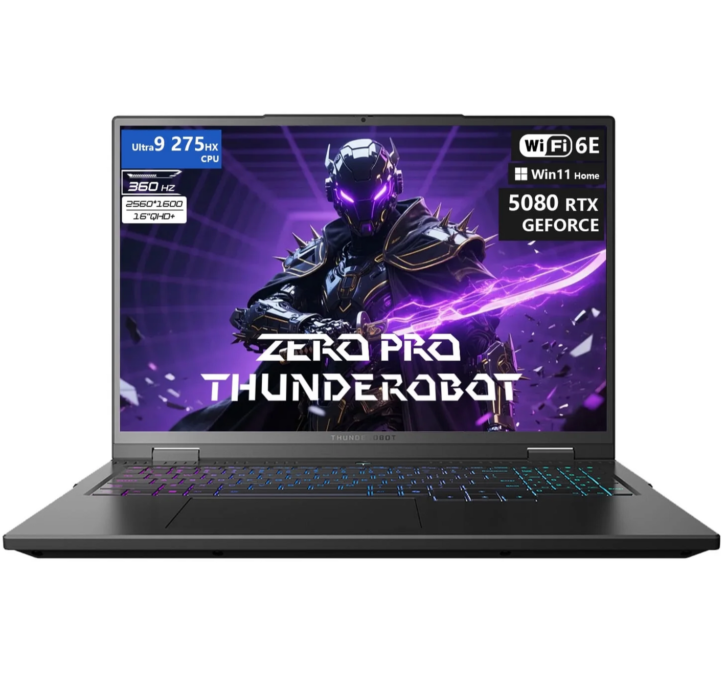 Laptop THUNDEROBOT Zero 16 Pro 16-inch QHD+ 360Hz Gaming Laptop, Intel Ultra 9 275HX, RTX 5080, 64GB DDR5, 2TB SSD, Black