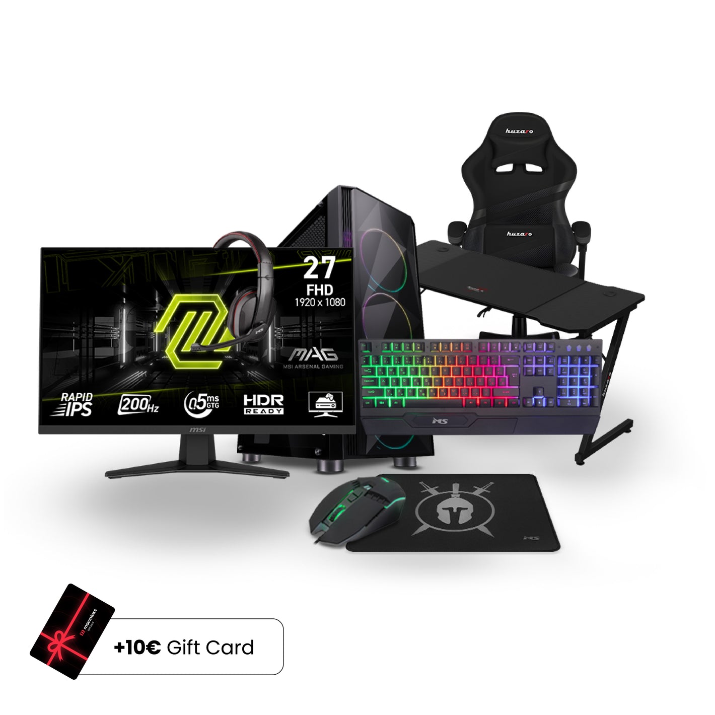 Gaming Bundle Gladiator - AMD Ryzen 5 5500, 16GB Ram DDR4, NVIDIA GeForce GTX 3050 6GB, 512GB SSD NVMe M.2