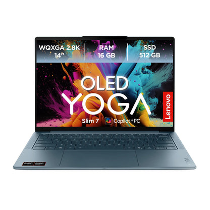 Laptop Lenovo NB Yoga Slim 7 14AKP10, AMD Ryzen AI 7 350, 14" 2.8K, WQXGA, OLED, 120Hz, 32GB LPDDR5x, 1TB SSD NVMe, Tidal Teal