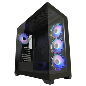 Case LC-715B-ON "Seamless_X" Midi-ATX Case, black,4x120mm ARGB case fan