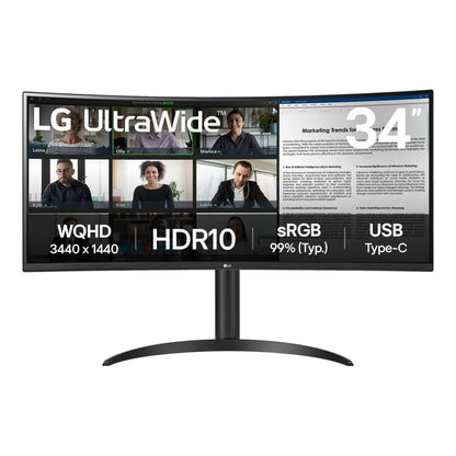 Monitor LG 34WR50QK-B Ultra Wide, 34-inch Curved UWQHD, 100Hz, HDR10, 5ms, HDMI, DisplayPort